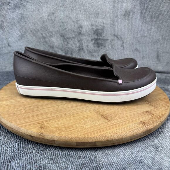 Crocs Shoes Womens Size 10 Brown Pink Crocband Ballet Flats Slip-On Comfort - Picture 1 of 10